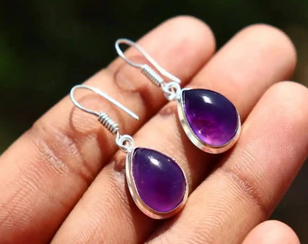 "Silver Moonlight: Handcrafted Amethyst Earrings"