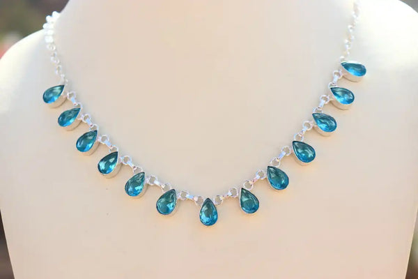 Vintage Blue Topaz stone necklace